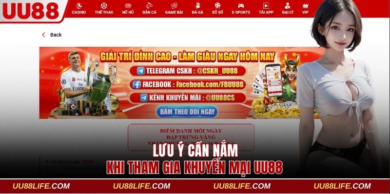 Khuyến Mại UU88 3 Lưu ý cần nắm khi tham gia khuyến mại UU88